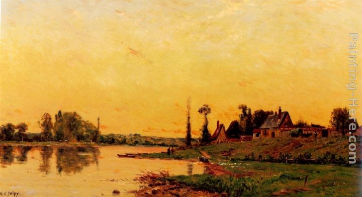 Hippolyte Camille Delpy Lavandiere Pres D'Un Groupe De Maisons